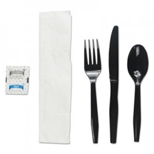 Razoredge BWK Six-Piece Utensil Cutlery Kit, Condiment & Fork & Knife & Napkin & Teaspoon, Black RA3209339 - main